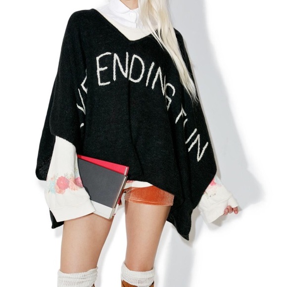 WILDFOX COUTURE 'Never Ending Fun' Knit Poncho - Picture 6 of 15